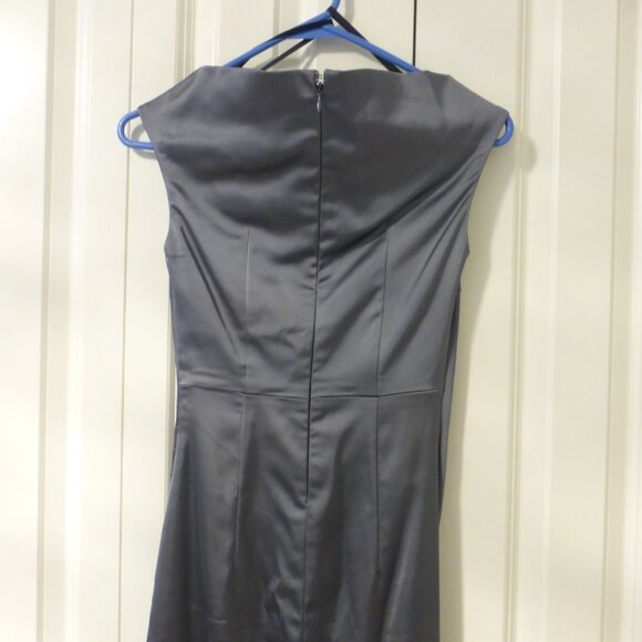 NWT LE CHATEAU gunmetal gray satin sleeveless midi dress - Picture 10 of 10